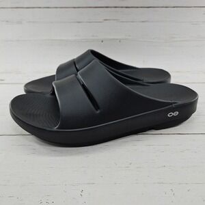 Oofos OOahh Mens Size 10 Black  Recovery Summer Slide Sandals‎ Arch Support